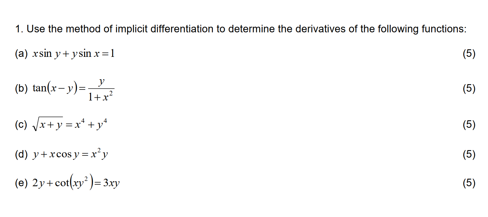 Solved Use The Method Of Implicit Differentiation To Chegg Com