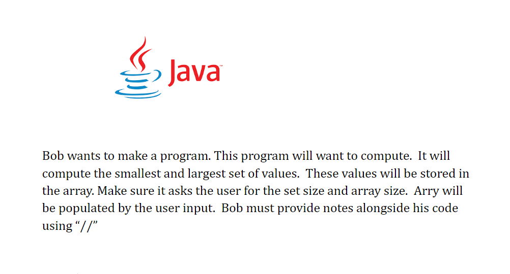 Solved Java Bob wants to make a program. This program will | Chegg.com