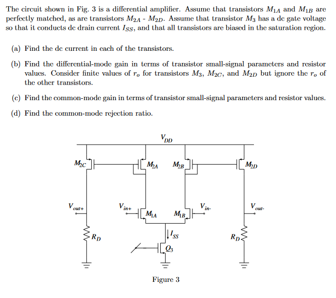 Solved The circuit shown in Fig. 3 is a differential | Chegg.com