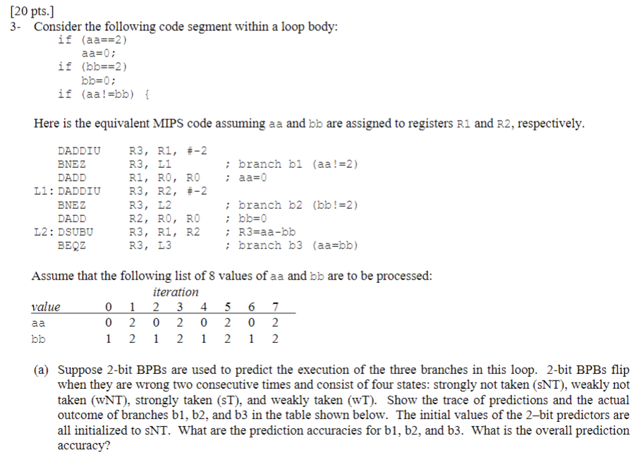 Solved [20 Pts.] 3- Consider The Following Code Segment | Chegg.com