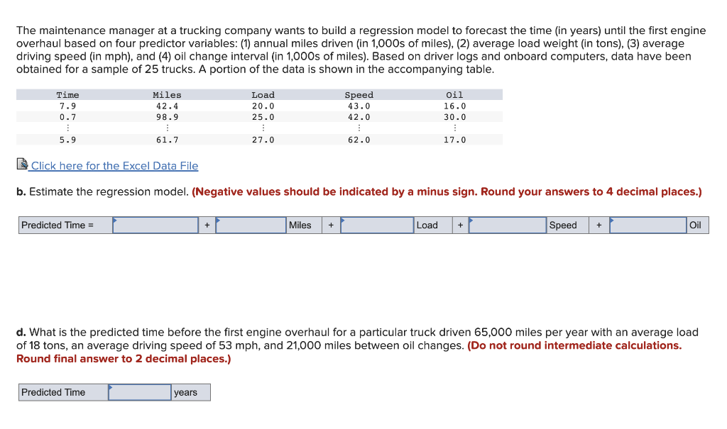 Solved The maintenance manager at a trucking company wants