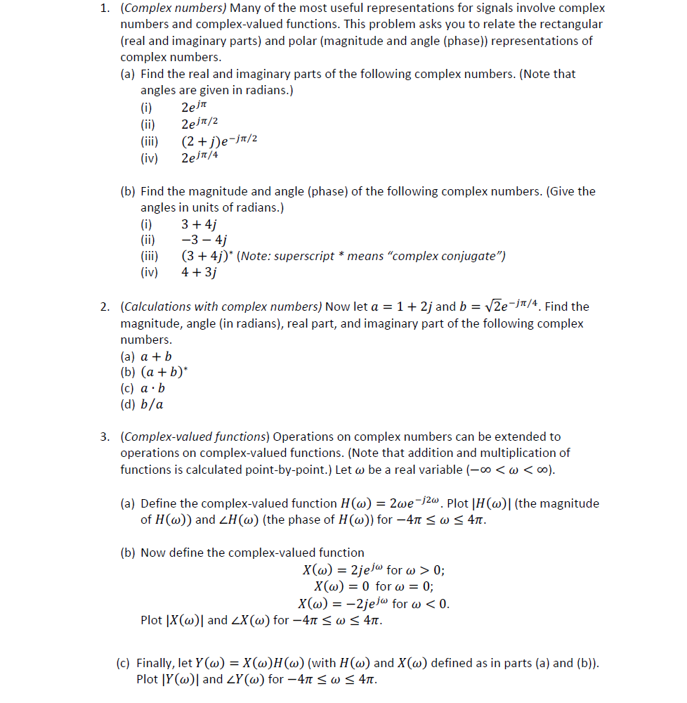 Solved (Complex numbers) Many of the most useful | Chegg.com