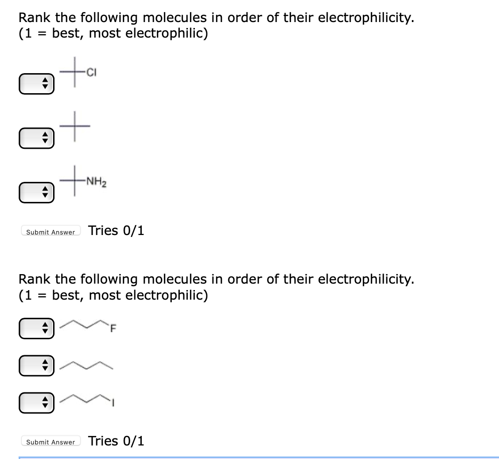Solved Rank the following molecules in order of their | Chegg.com