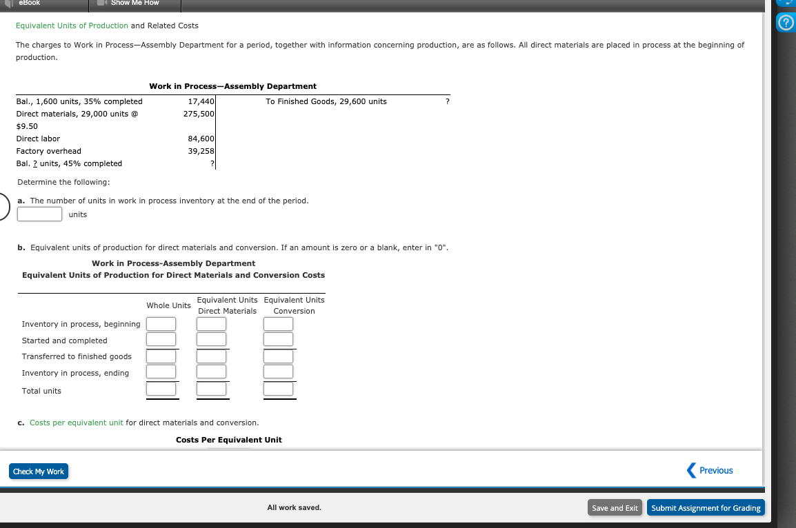 Solved eBook Show Me How Equivalent Units of Production and