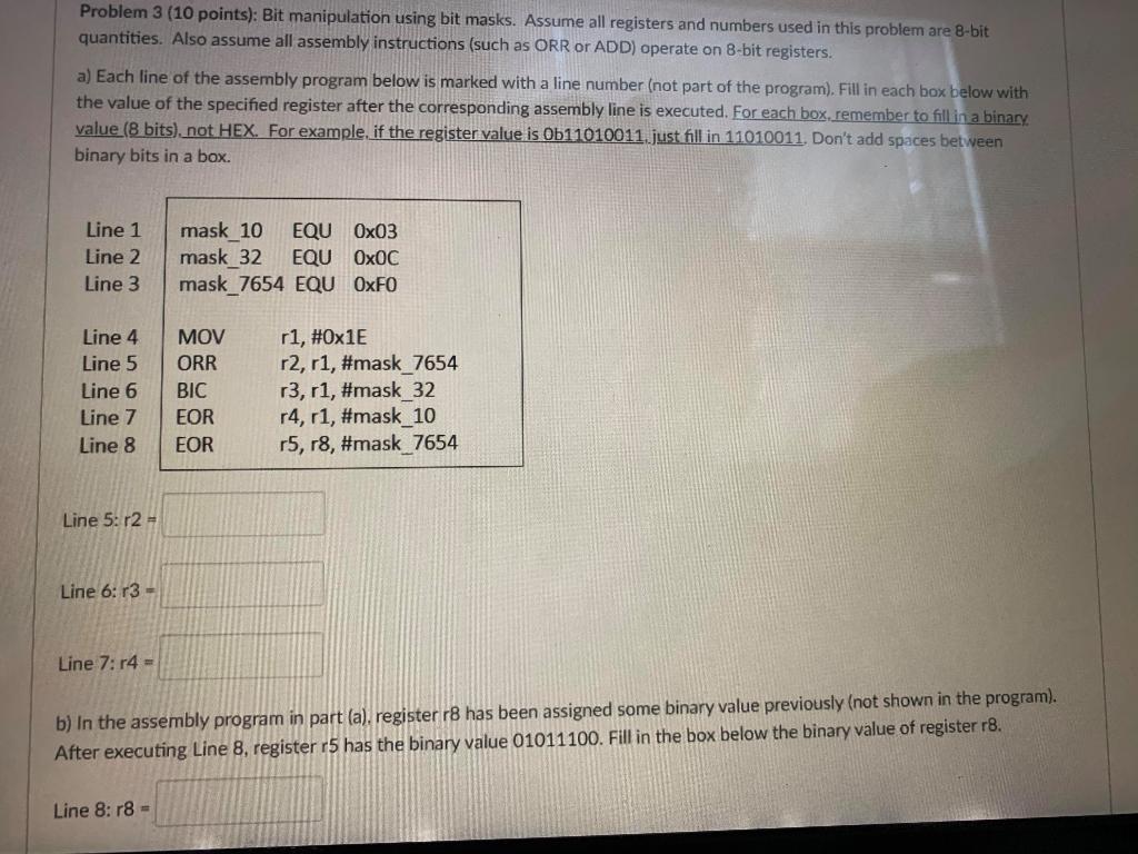 Solved Problem 3 (10 points): Bit manipulation using bit | Chegg.com