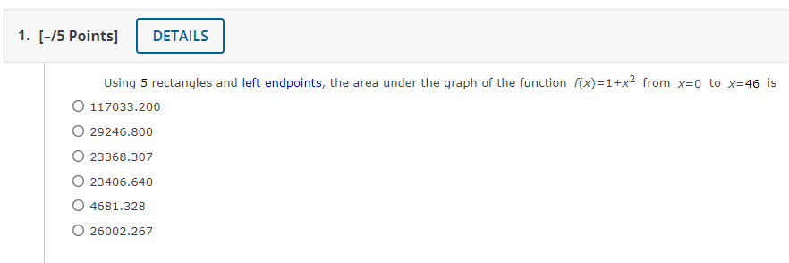 Solved 1. [-15 Points] DETAILS Using 5 Rectangles And Left | Chegg.com