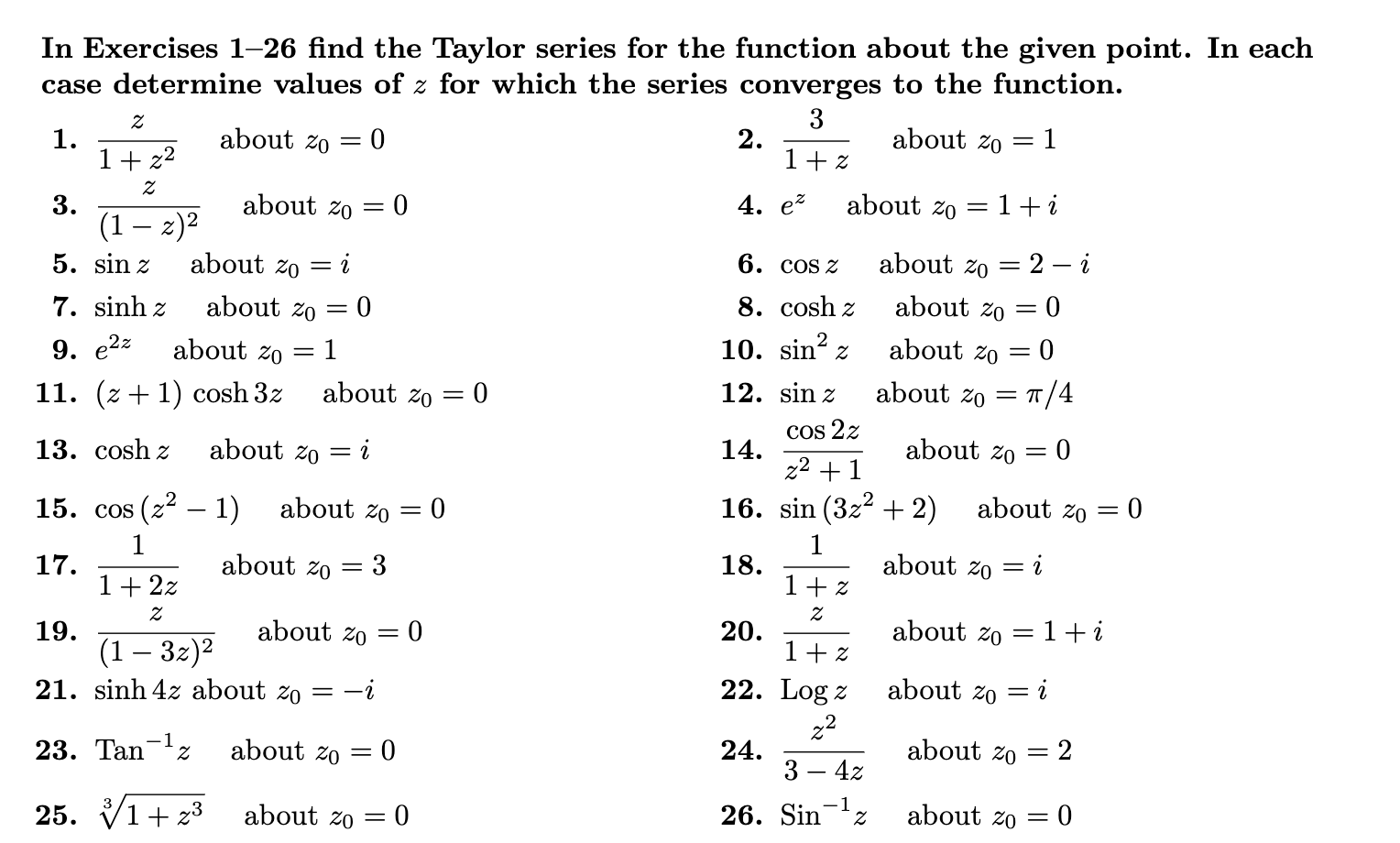 Solved Z about zo = = z about zo about zo about zo = = In | Chegg.com