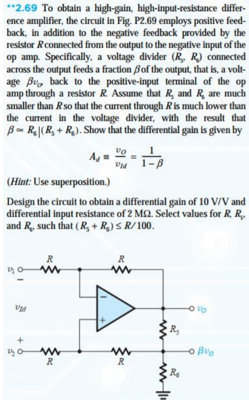 Solved **2.69 To Obtain A High-gain, High-input-resistance | Chegg.com