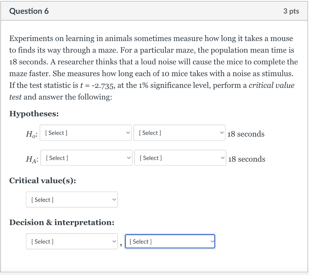 experiments on learning in animals sometimes measure