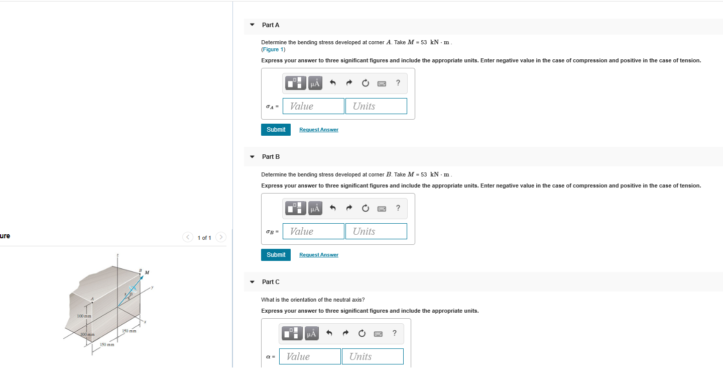 Solved Part A Determine the bending stress developed at | Chegg.com
