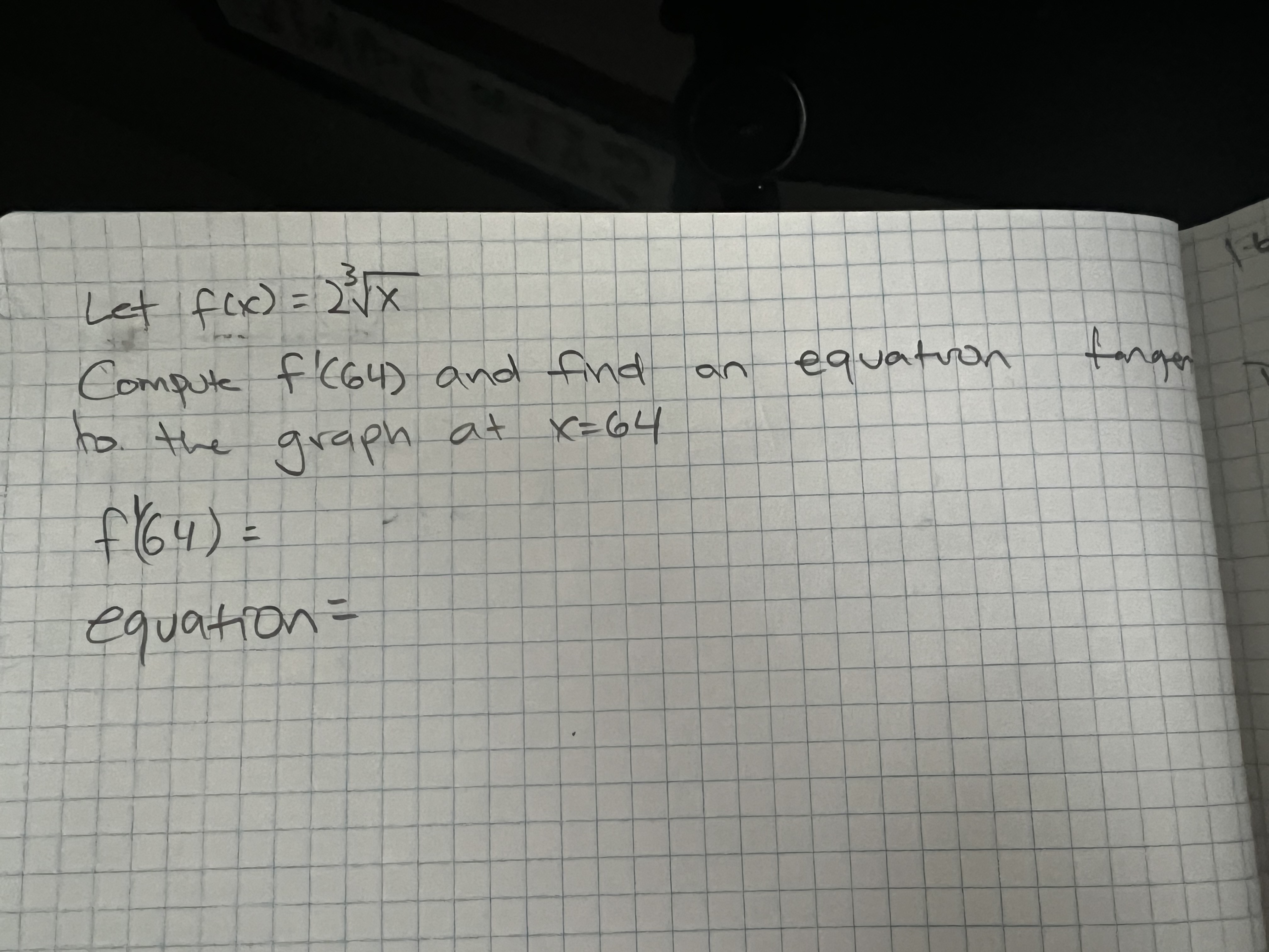 Solved Let F X 23x Compute F′ 64 And Find An Equation