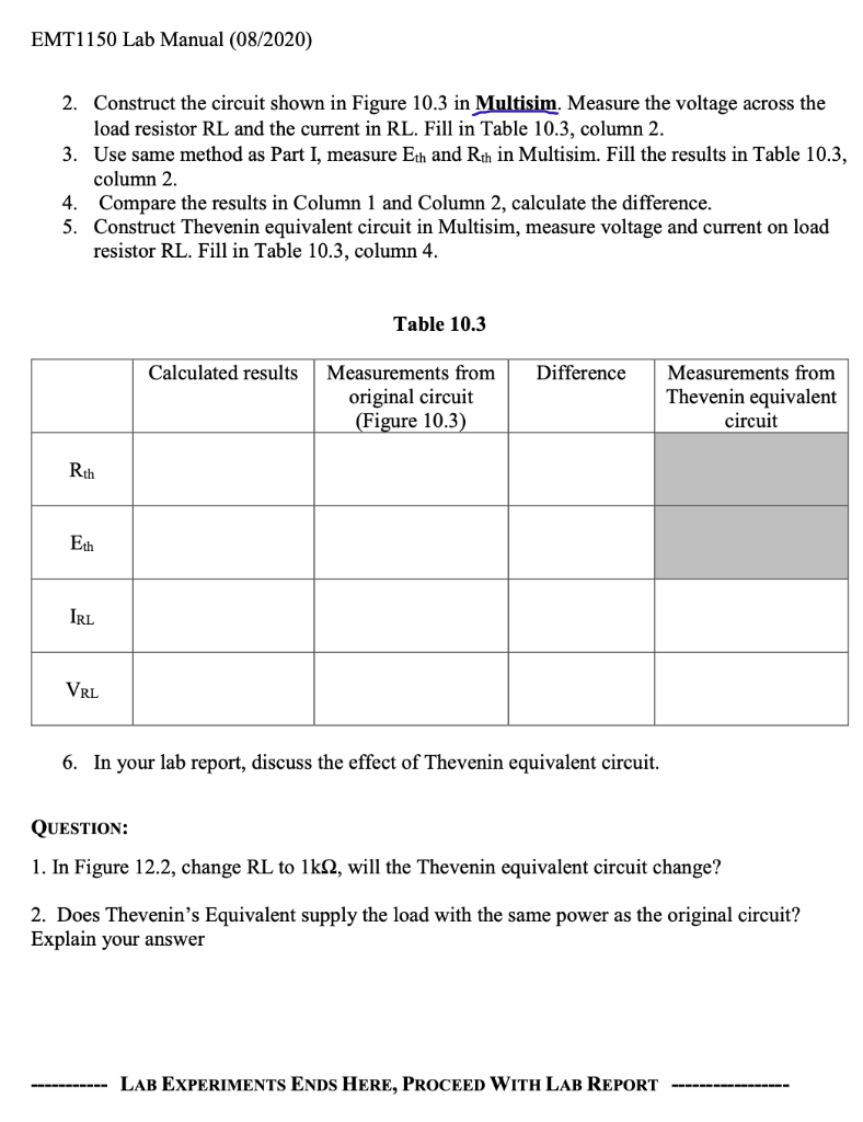 Solved EMT1150 Lab Manual (08/2020) EMT1150 Lab Experiment | Chegg.com