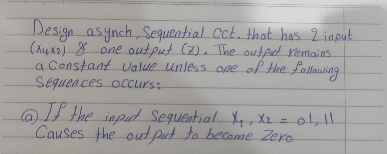 Solved Design asynch, Sequential Cct, that has 2 input | Chegg.com