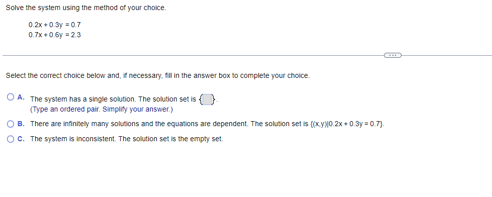Solved Solve the system using the method of your choice. | Chegg.com