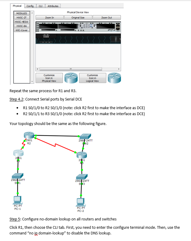 Solved 3.1 Topology Step 1: Create three routers, three | Chegg.com