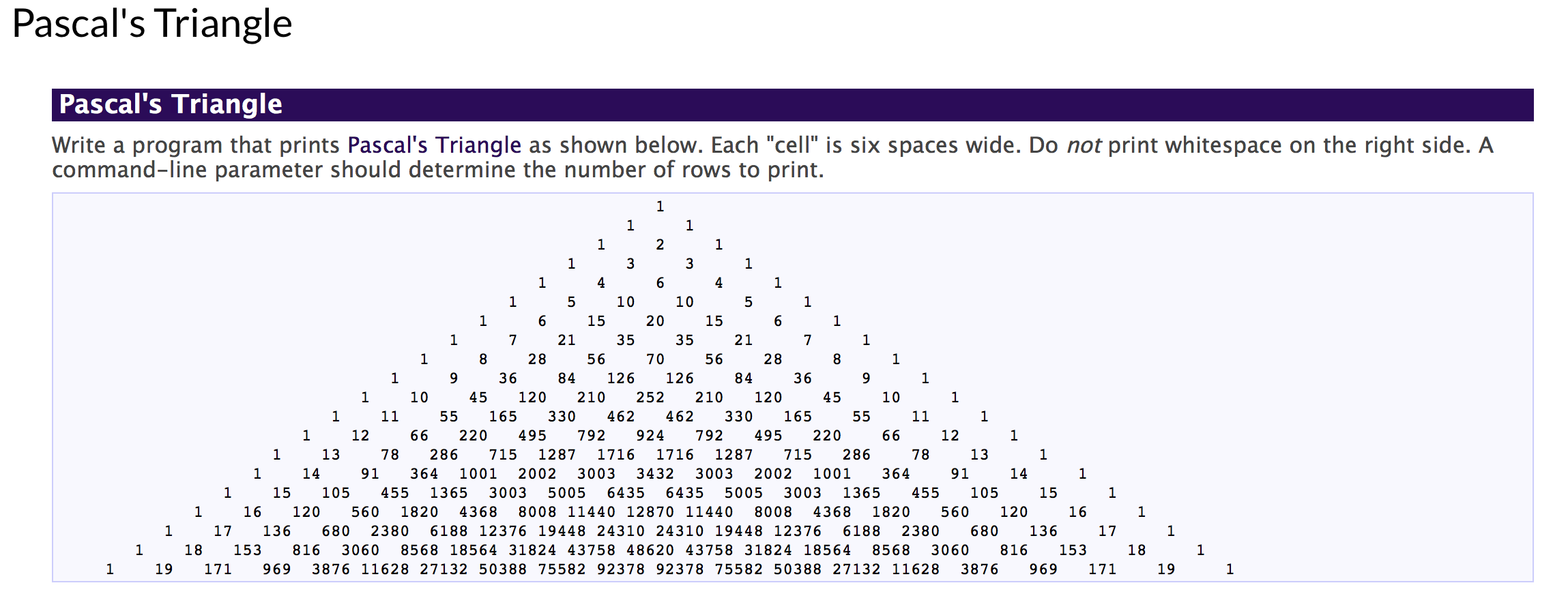 Solved Pascal's Triangle Pascal's Triangle Write a program | Chegg.com