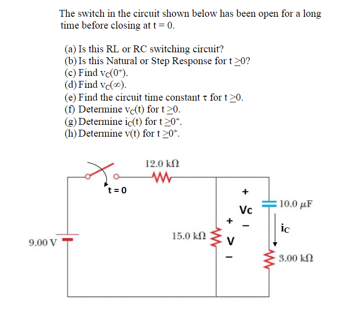 Solved The switch in the circuit shown below has been open | Chegg.com