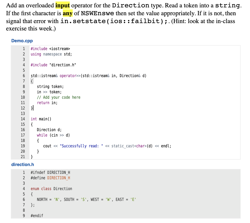 Solved Overloading Operators The input and output operators