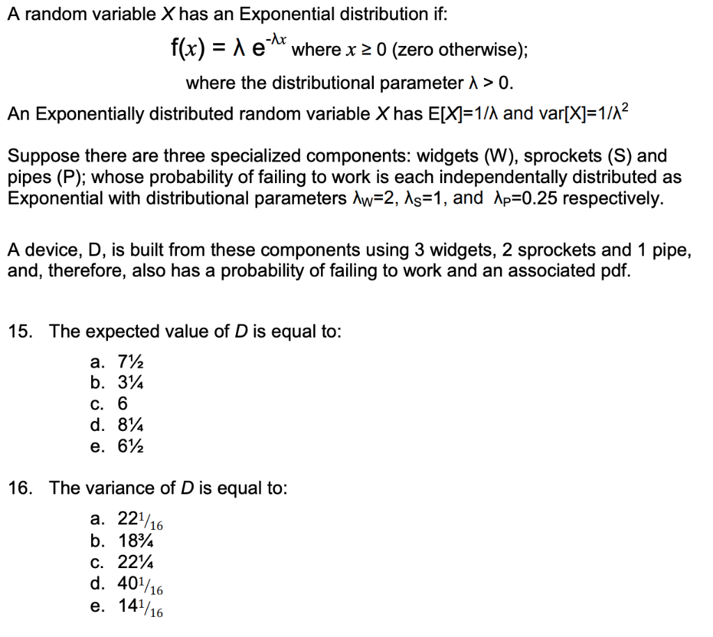 Solved A random variable X has an Exponential distribution | Chegg.com
