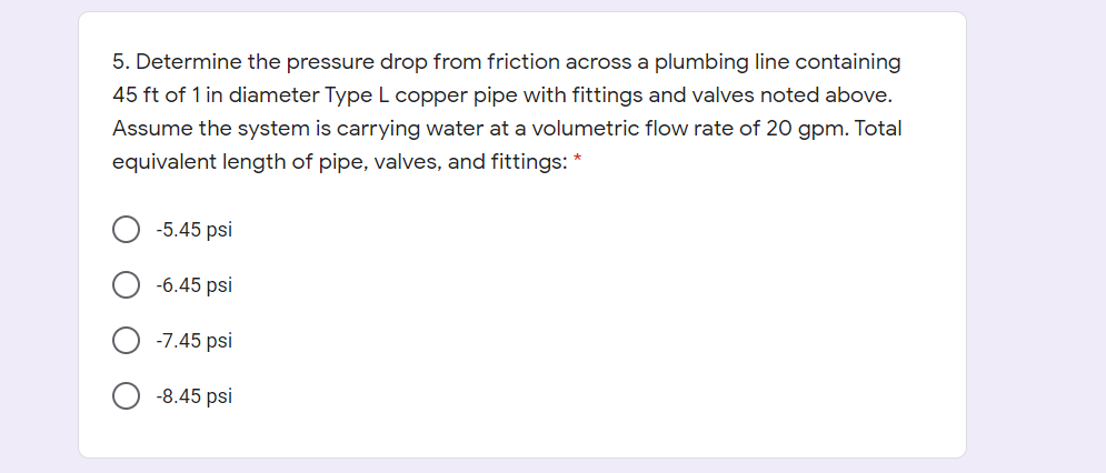 5. Determine the pressure drop from friction across a | Chegg.com