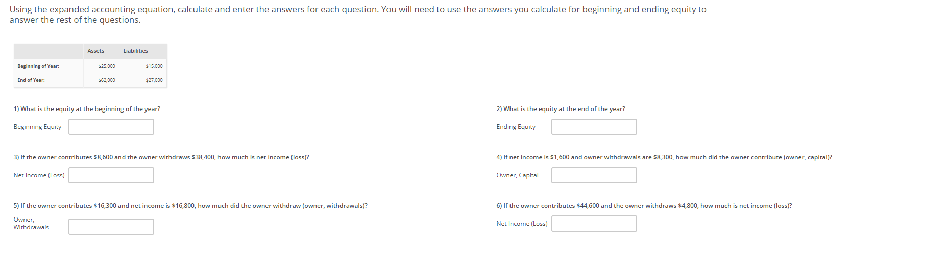 Solved: Using The Expanded Accounting Equation, Calculate | Chegg.com