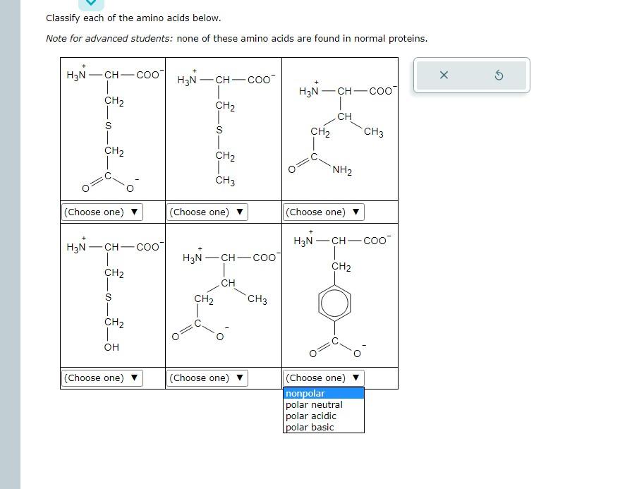 Solved Classify each of the amino acids below. Note for | Chegg.com