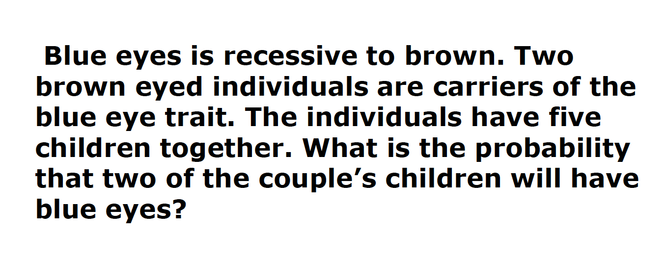 [Solved] Blue eyes is recessive to brown. Two brown eyed