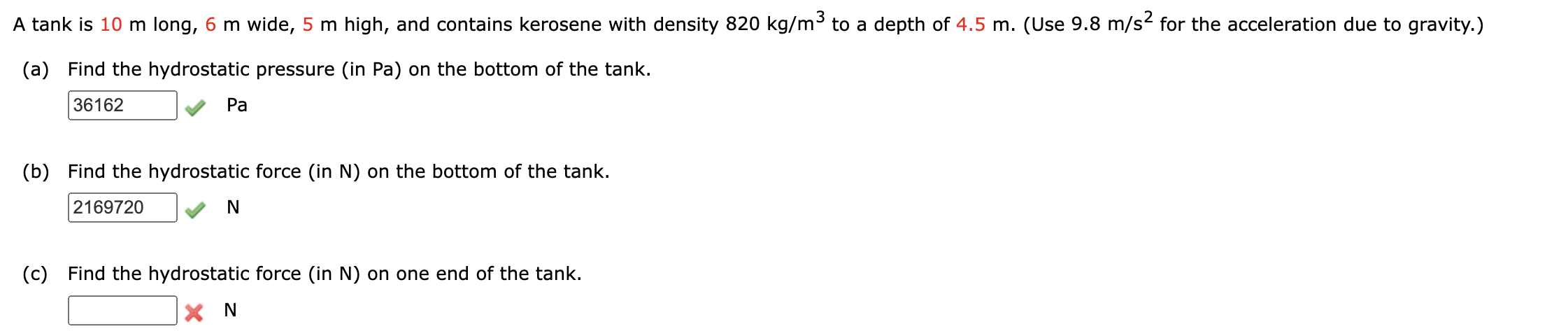 Solved A tank is 10 m long, 6 m wide, 5 m high, and contains | Chegg.com