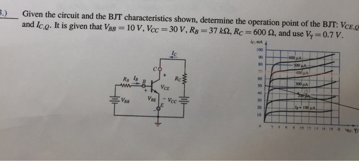 Solved ) Given the circuit and the BJT characteristics | Chegg.com