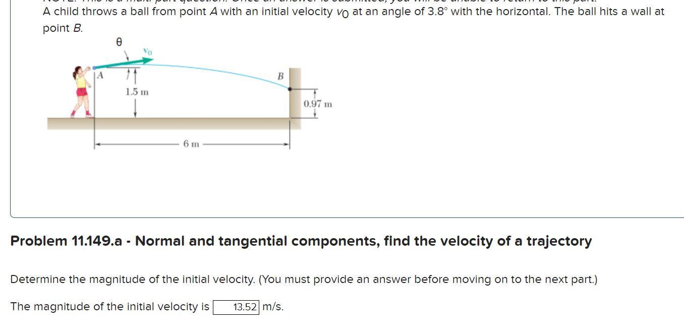 Solved A child throws a ball from point A with an initial