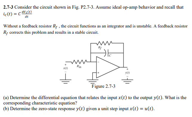 Solved 2.7-3 Consider the circuit shown in Fig. P2.7-3. | Chegg.com