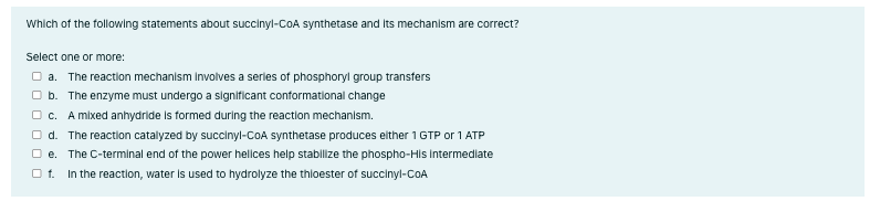 Solved Which of the following statements about succinyl-CoA | Chegg.com