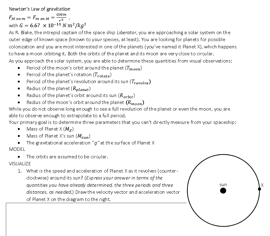 Solved = Newton's Law of gravitation GMm FM on m = Fmon M r2 | Chegg.com
