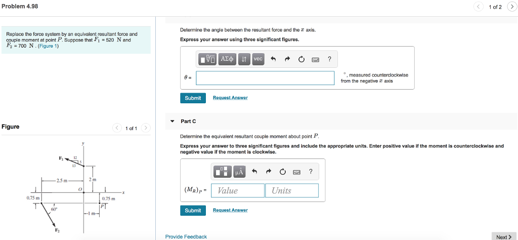 Solved Problem 4.98 Replace the force system by an | Chegg.com