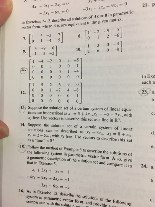 Solved 4x1 9x2 2.xs 0 21. P 7x2 9x3 3x2 6x3 Parametric In 