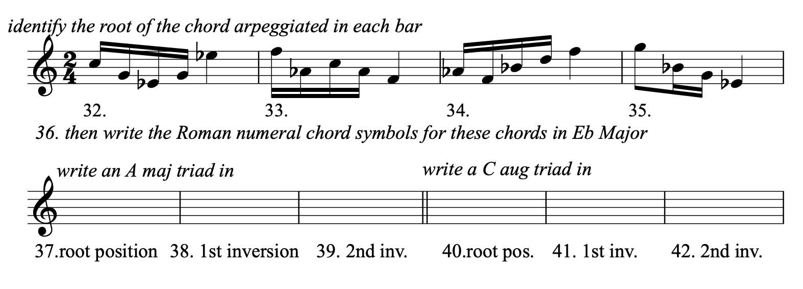 identify the root of the chord arpeggiated in each | Chegg.com