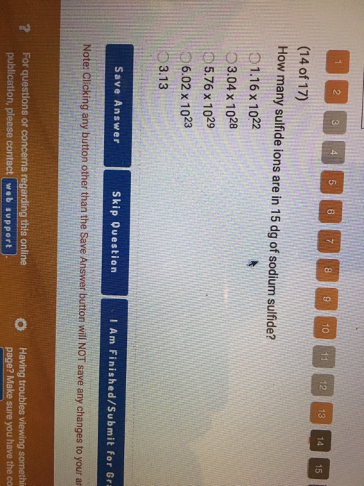 Solved (14 of 17) How many sulfide ions are in 15 dg of Chegg com