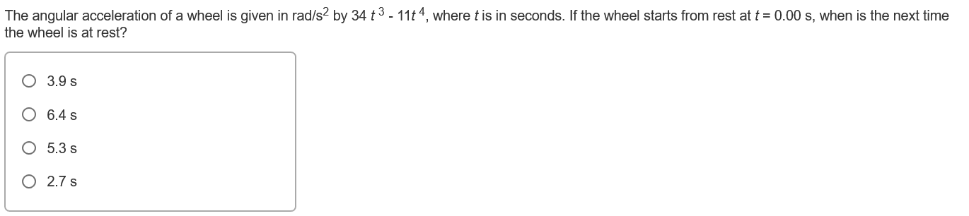 Solved The angular acceleration of a wheel is given in | Chegg.com