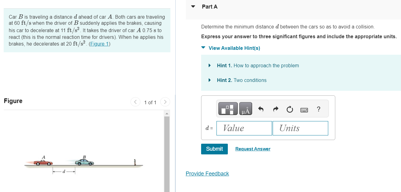 Solved Car B is traveling a distance d ahead of car A. Both | Chegg.com