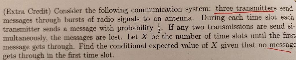 Solved (Extra Credit) Consider the following communication | Chegg.com
