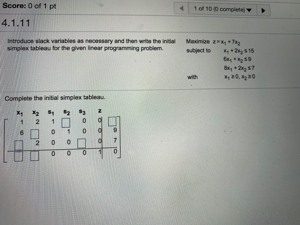 Solved Score: 0 of 1 pt 1 of 10 (0 complete) 4.1.11 | Chegg.com