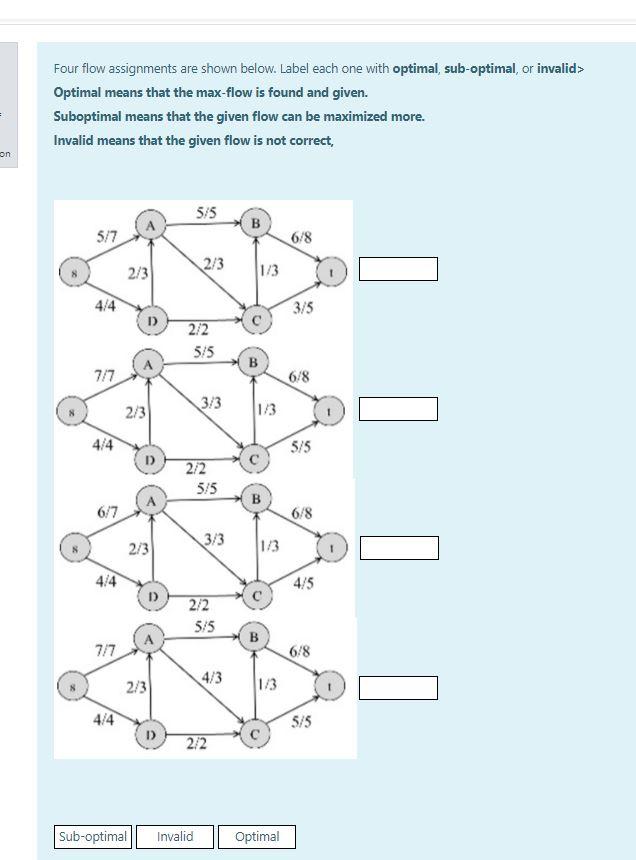 Solved Four flow assignments are shown below. Label each one | Chegg.com