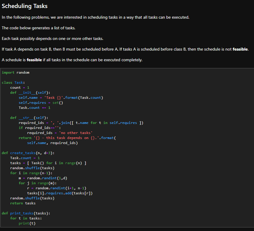 Scheduling Tasks In the following problems, we are | Chegg.com