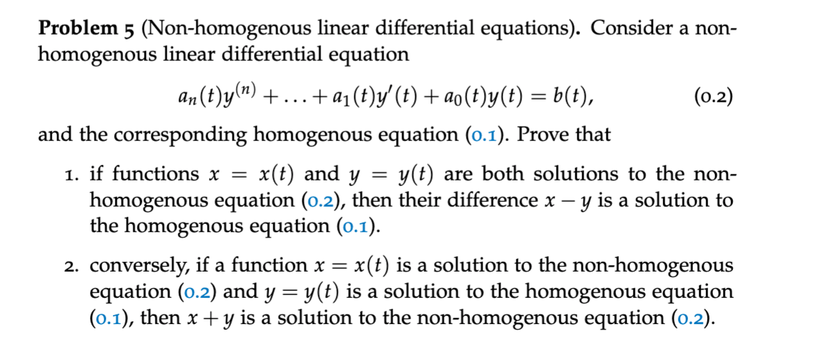 Solved Problem 5 (Non-homogenous linear differential | Chegg.com