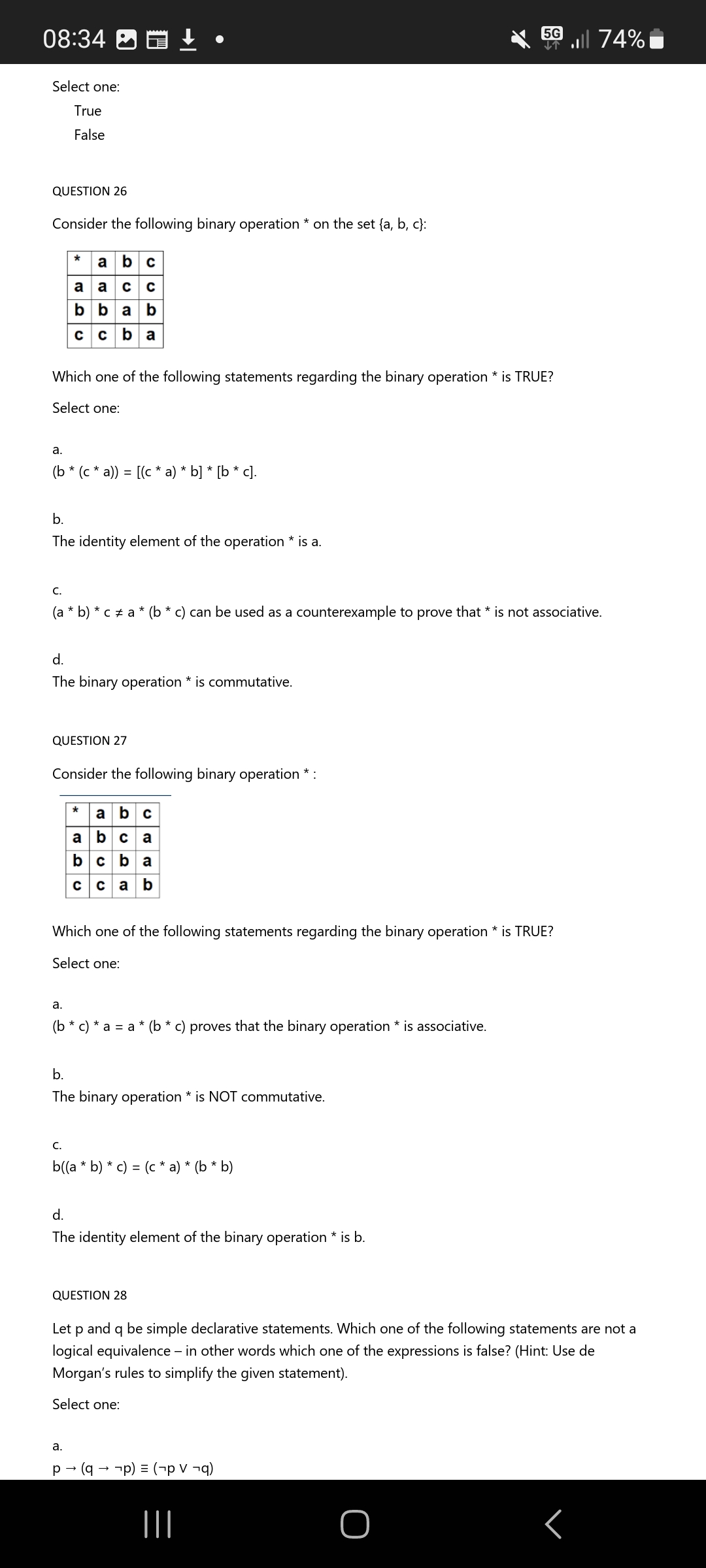 Solved False QUESTION 26 Consider The Following Binary | Chegg.com