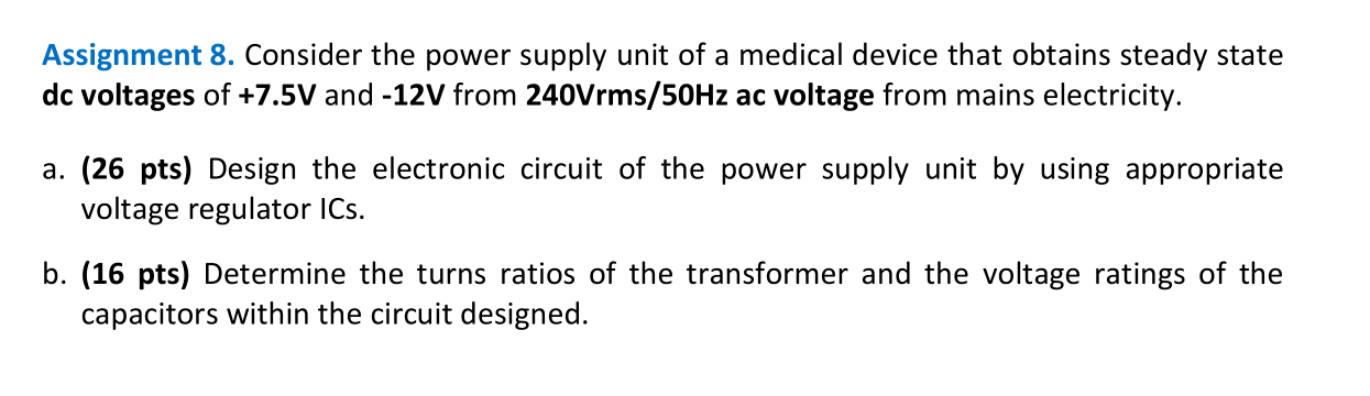 Solved Assignment 8. Consider the power supply unit of a | Chegg.com