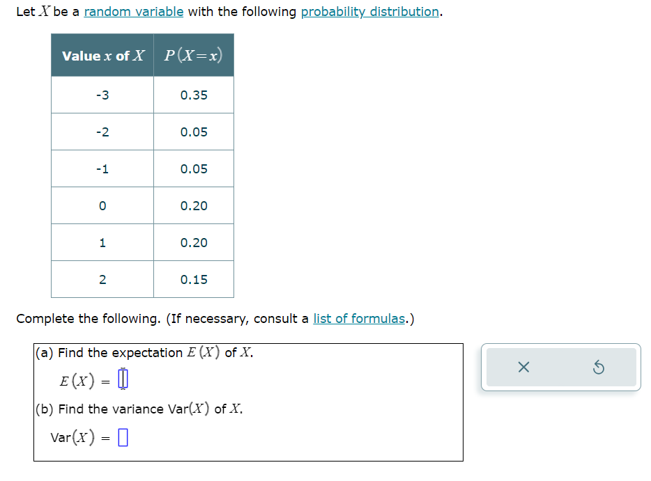 Solved Let X be a random variable with the following | Chegg.com