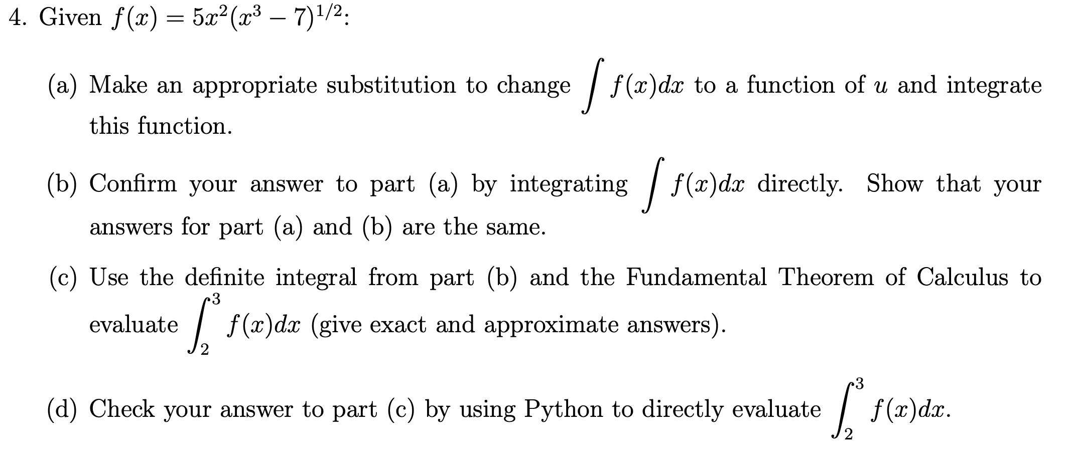 Solved 4 given f x 5x2 x3 7 1 2 a make an appropriate chegg