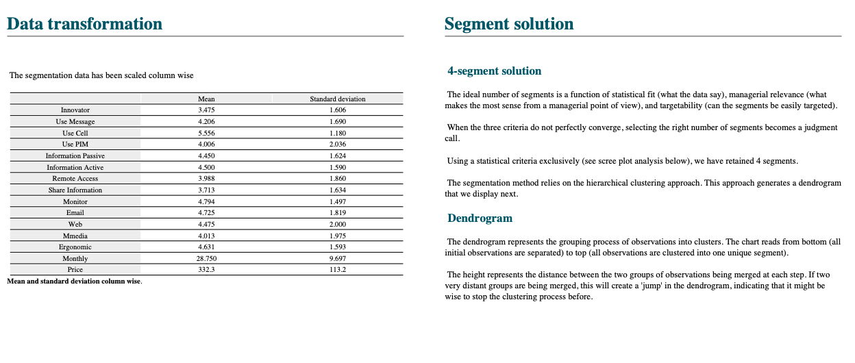 Data transformation Segment solution The segmentation | Chegg.com