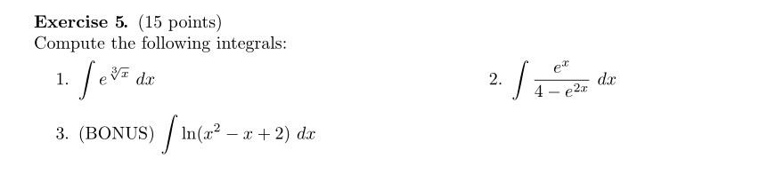 Solved Exercise 5. (15 points) Compute the following | Chegg.com